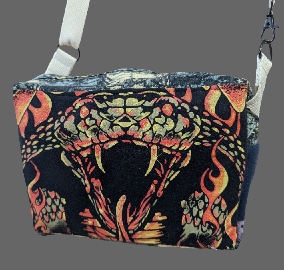 Vintage upcycle Fire and Ice crossbody bag