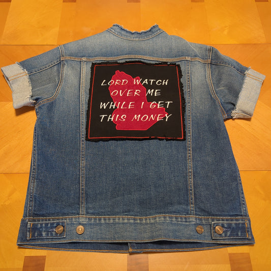 Daily Prayer upcycled Jean Jacket