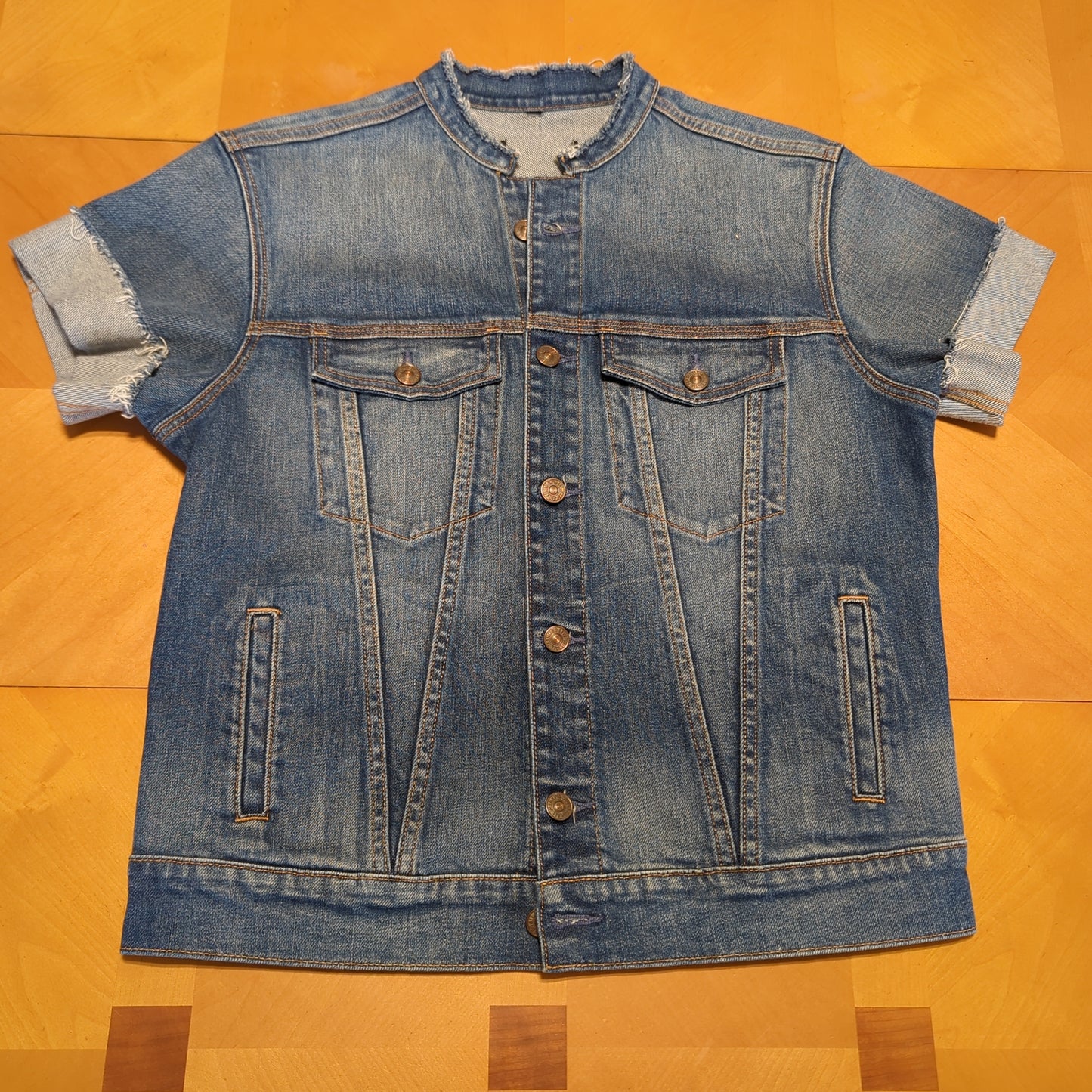 Daily Prayer upcycled Jean Jacket