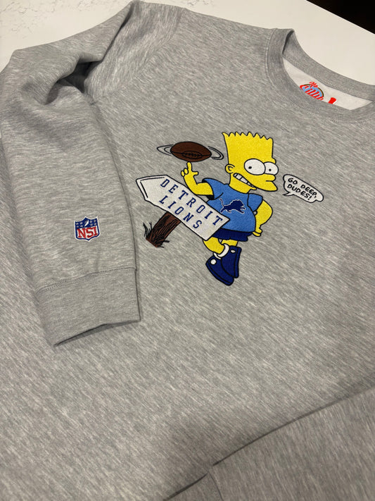 *Vintage inspired Bart Lions Grey Crewneck