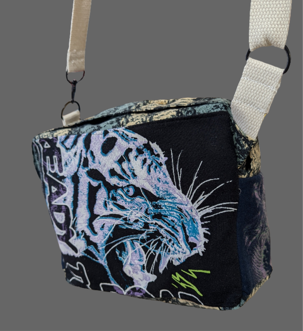 Vintage upcycle Fire and Ice crossbody bag