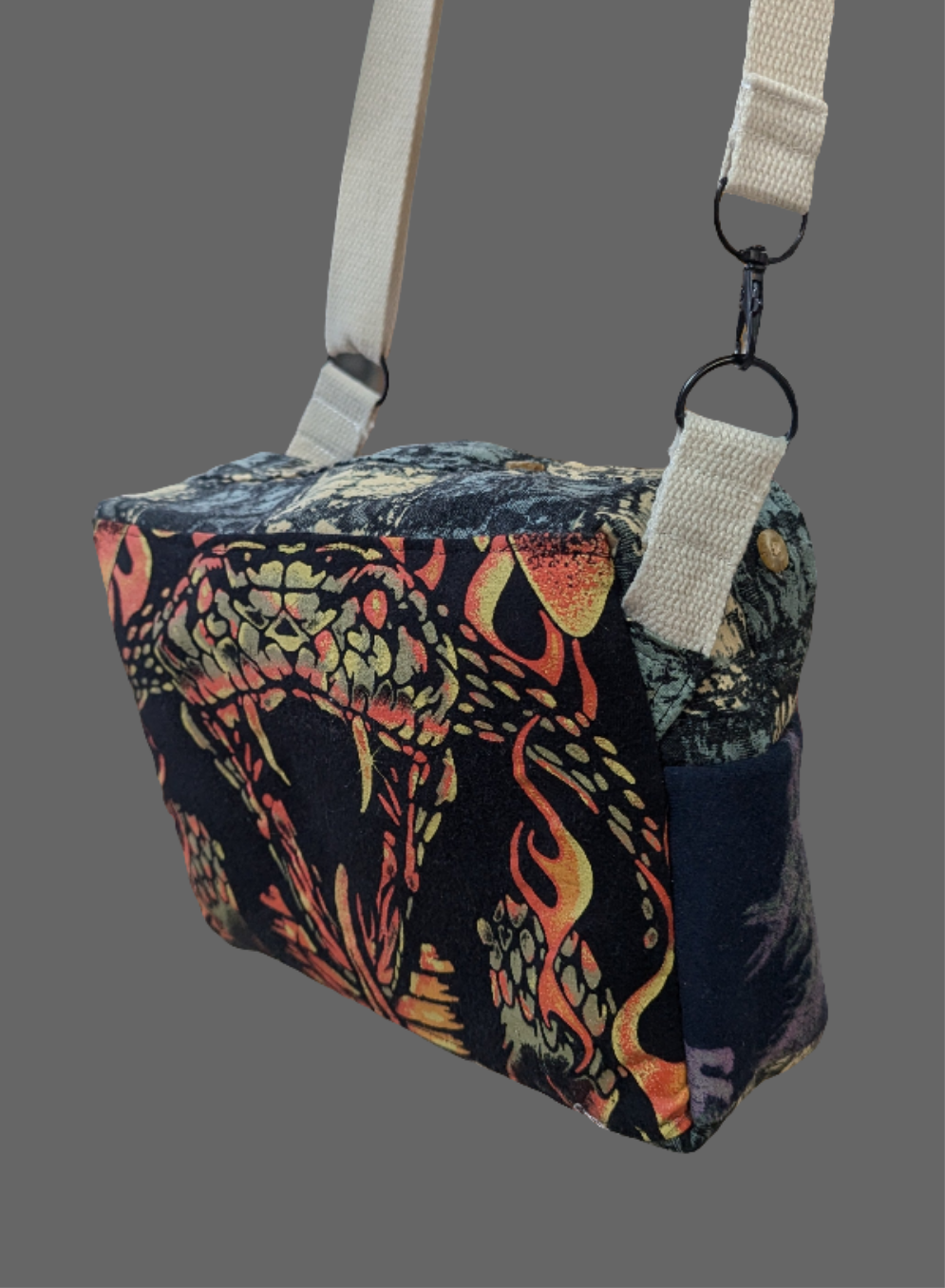 Vintage upcycle Fire and Ice crossbody bag