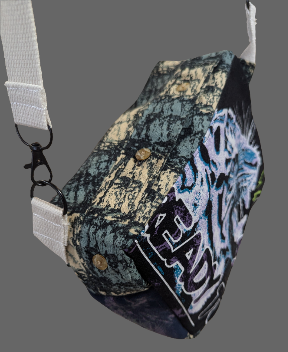 Vintage upcycle Fire and Ice crossbody bag