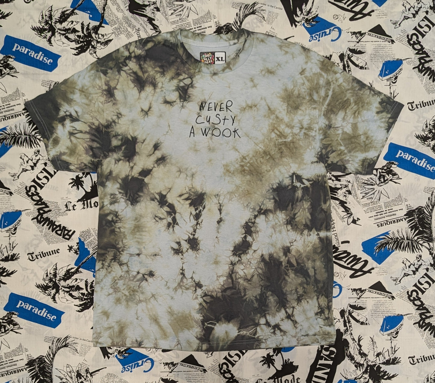 NEVER CUSTY A WOOK dyed t-shirt XL